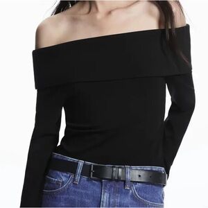 Cos Off-The-Shoulder Long-Sleeved Top, Size S, Color: Black